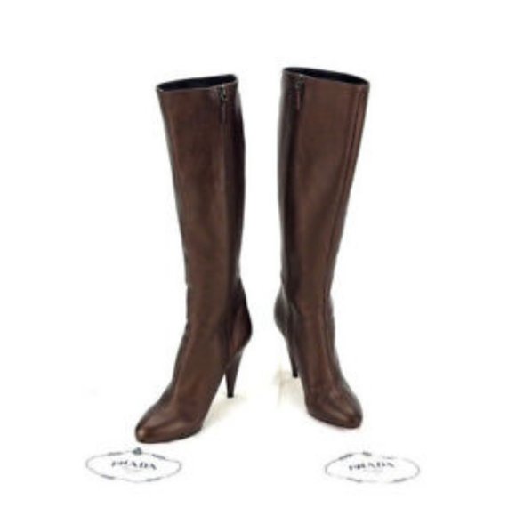 PRADA Boot Long Bronze Authentic - Picture 1 of 6